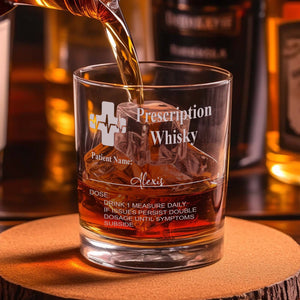 Personalized Funny Prescription Whisky Glasses and Slate Coaster with Laser Engraved Name Father's Day Gift for Him