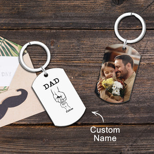 Custom Dad Keychain as a Dad Gift - Fist Bump with Dad - photomoonlamp
