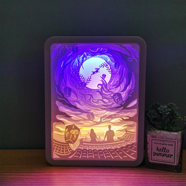 Led Shadow Box Frame Big Fish Begonia Picture Frame Paper Cut